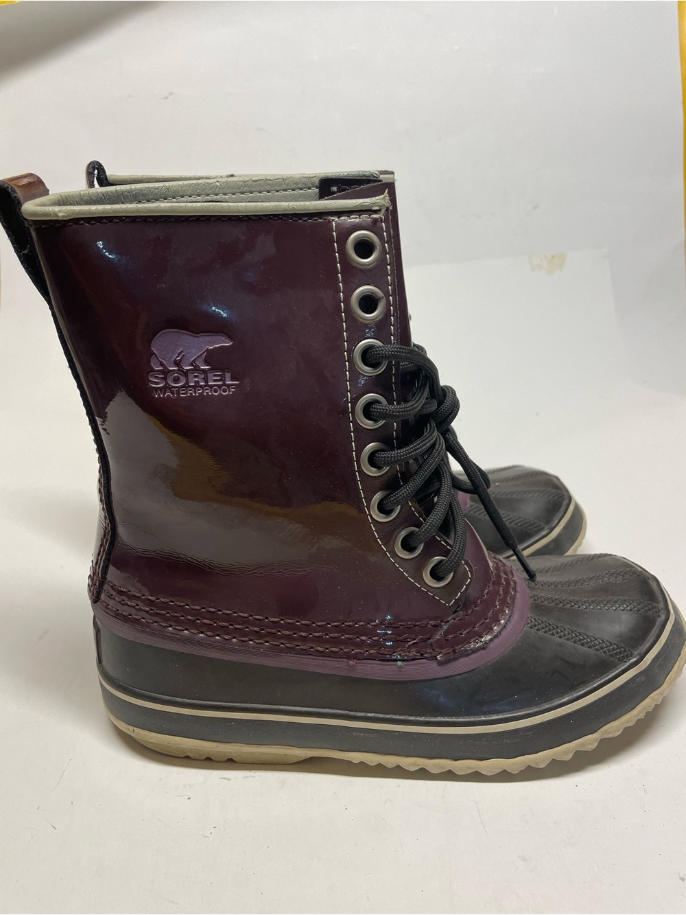 Sorel Dahlia NL1559-207 Patent Leather Waterproof Purple Boots Women Size US 7